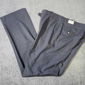 Asher Mens 36 Dress Trousers Gray Wool Blend Unhemmed Flat Front Vintage USA